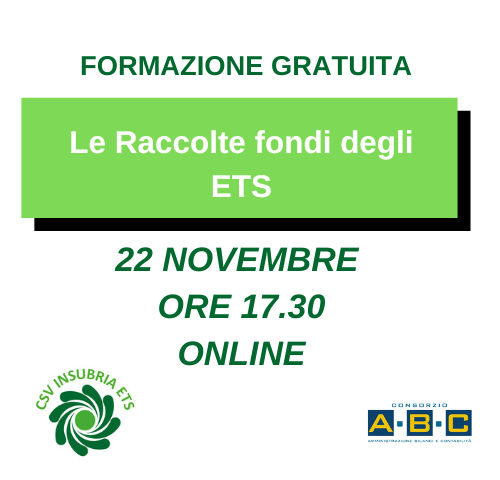 WEBINAR formazione ets raccolta fondi CSV Insubria