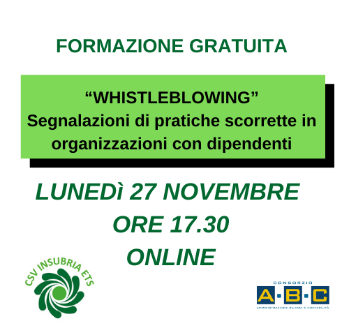 WEBINAR il 27 novembre di consorzio ABC su whistleblowing