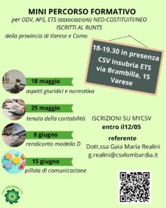 Corso di tutoraggio per Associazioni, APS e ODV neo nate o neo iscritte al RUNTS. 