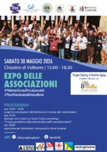 Locandina evento "Expo delle associazioni", a cura dell'associazione Progetto Rughe ODV in programma per sabato 30 maggio