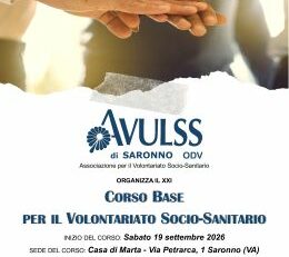 Volantino 21° corso base per volontari promosso da Avulss Saronno