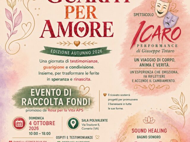 Un incontro organizzato dall'associazione Rosa per la Vita, dal titolo "Guariti per Amore"